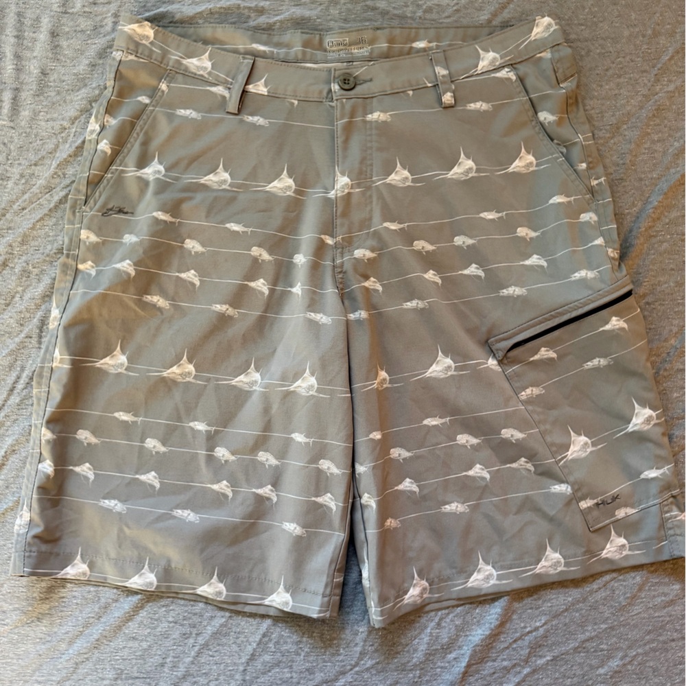 Huk Light Olive Green  Men's 36 Shorts